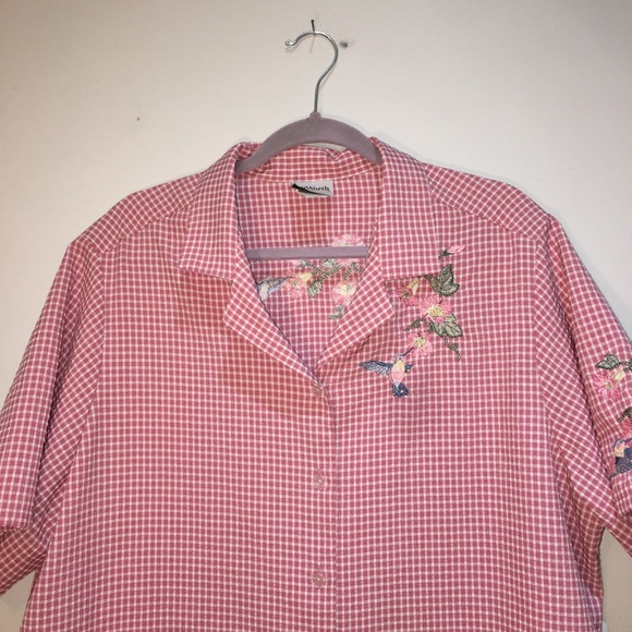 Bon Worth Plaid Hummingbird Shirt XL - Picture 3 of 9